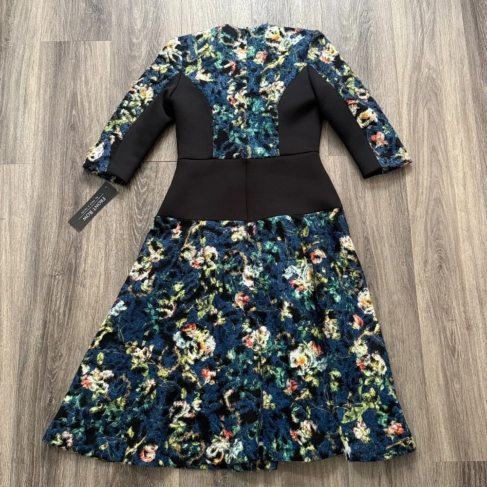 Floral Patterned Dress with Black Accents - Picture 4 of 6